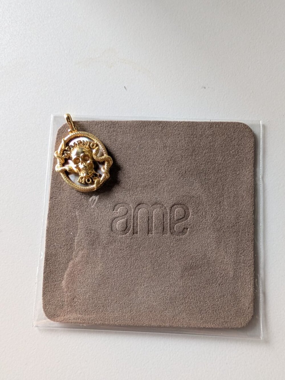 Awe Inspired Memento Mori Skull Pendant 14K Gold Vermeil - Picture 5 of 5